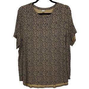 OLD NAVY Women's LOUNGE TOP Lightweight ANIMAL PRINT Tan & Black Size 2X